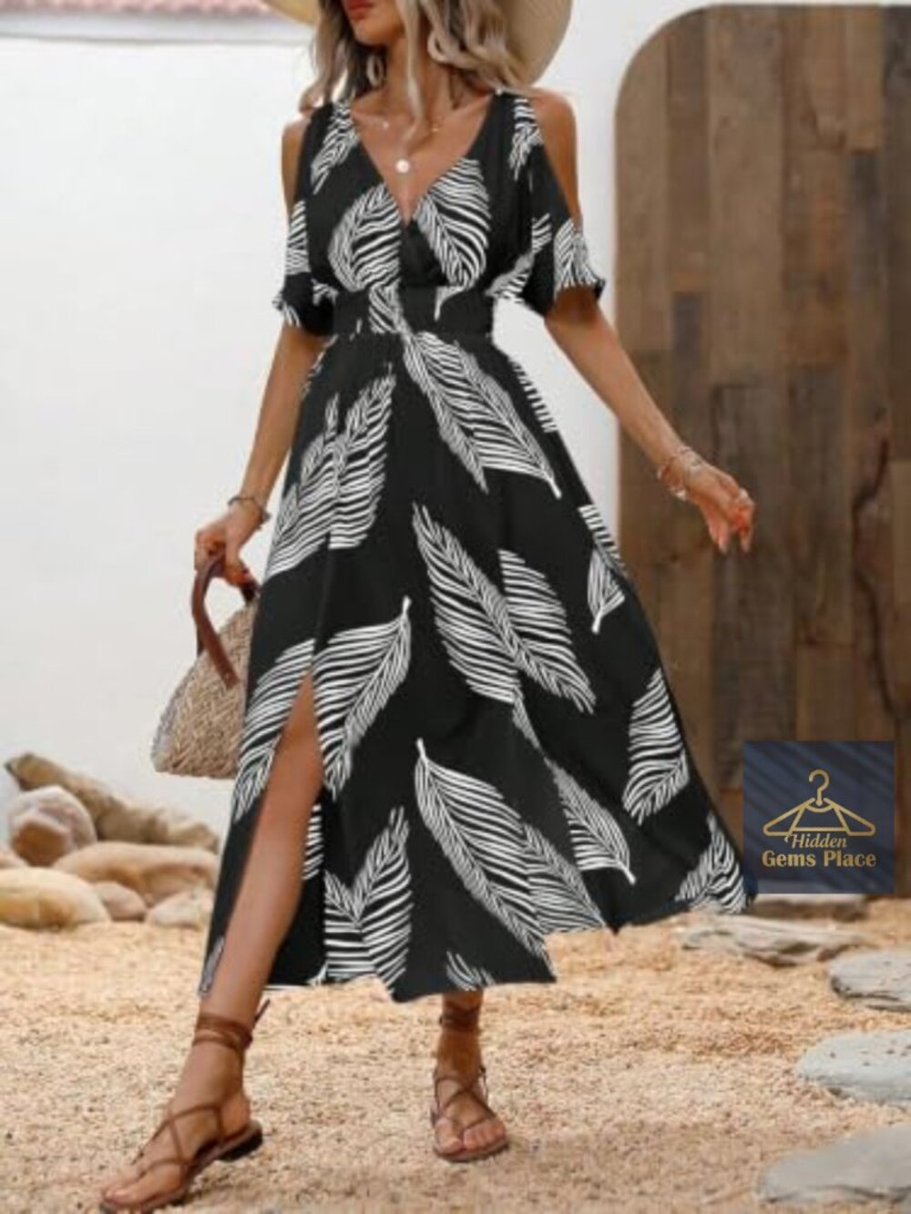 Summer Vacation Beach Dress Tropical Cruise A-Line V-Neck - Picture 5 of 5